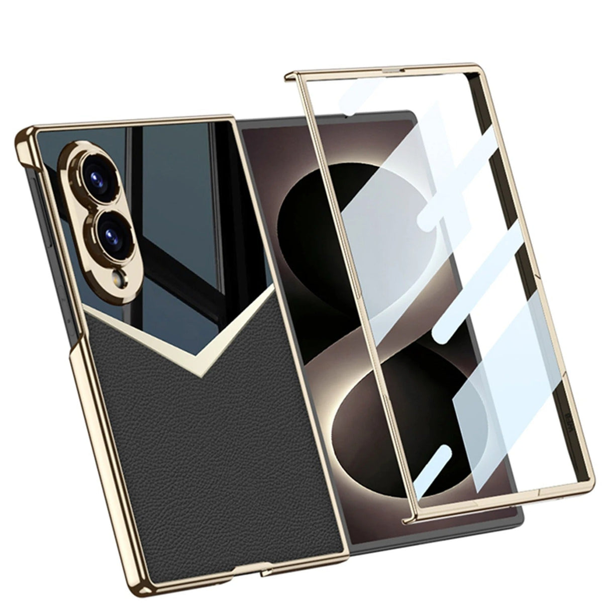 Galaxy Z Fold 8 Spliced Leather Mirror Case