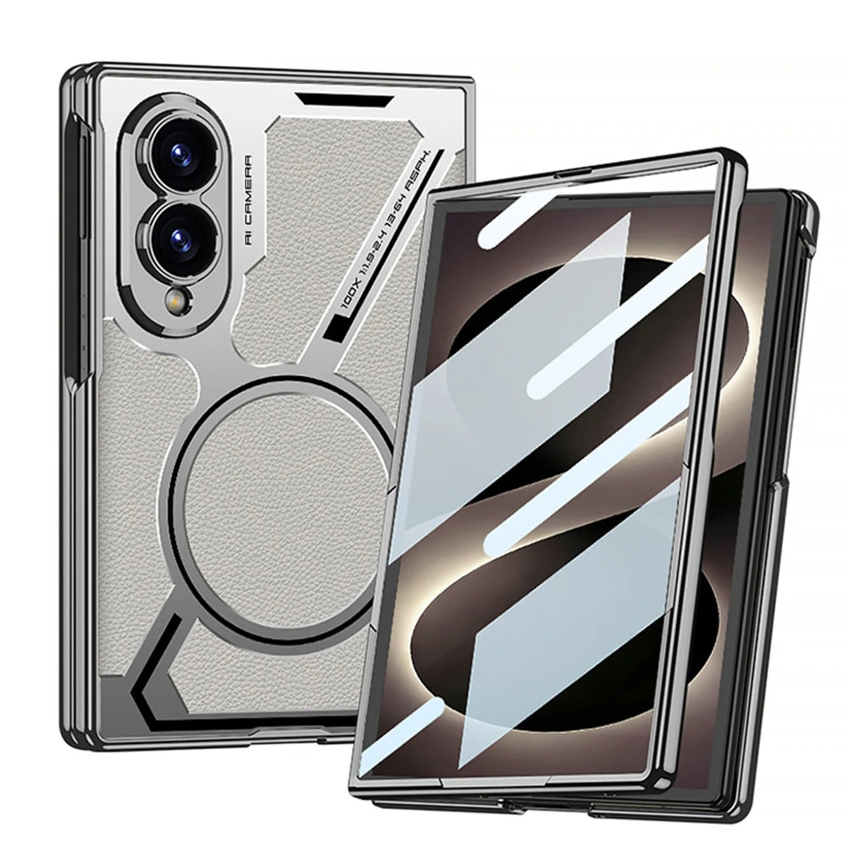 Luxury plain leather MagSafe Shockproof Protective Back Cover Case For Samsung Z Fold 8