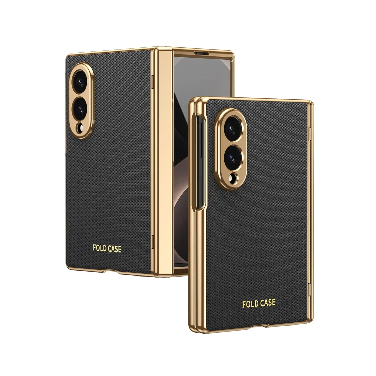 Leather Golden Border Phone Case with Steel Film for Samsung Galaxy Z Fold 8