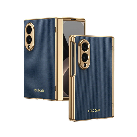 Leather Golden Border Phone Case with Steel Film for Samsung Galaxy Z Fold 8