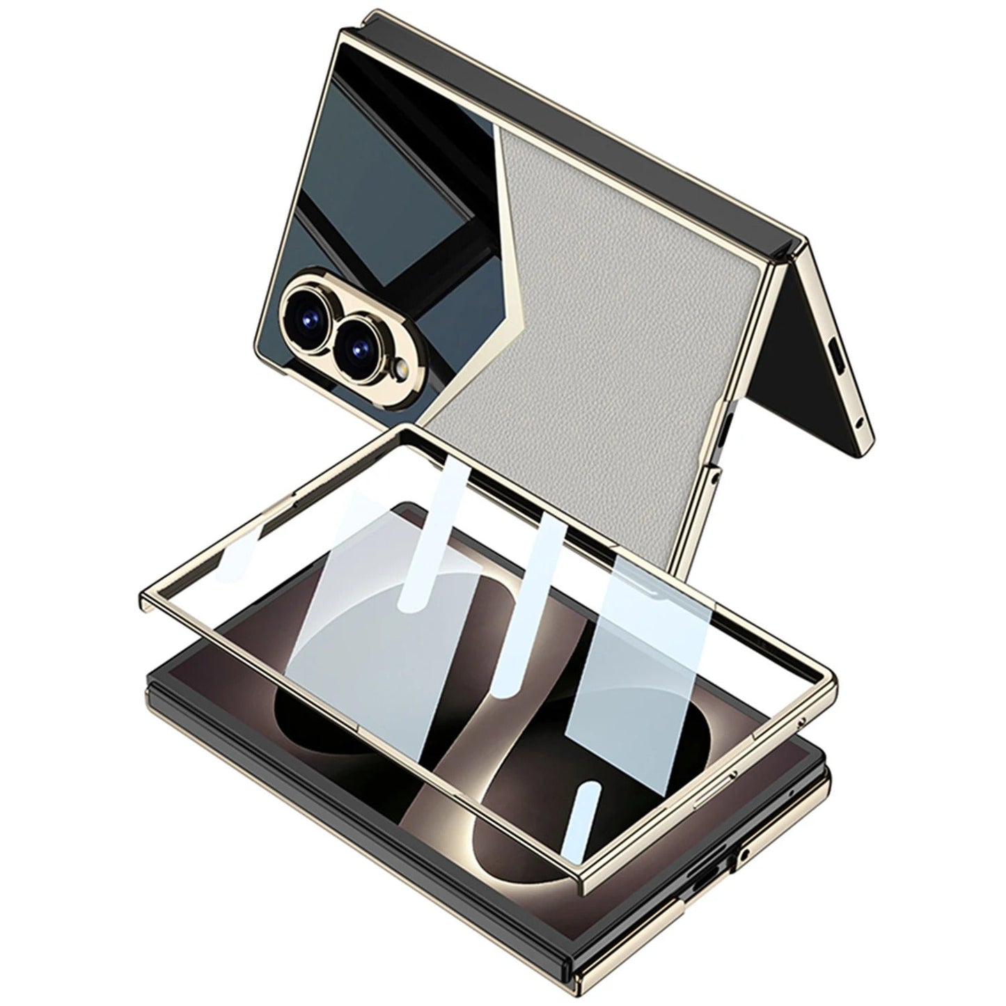 Galaxy Z Fold 8 Spliced Leather Mirror Case