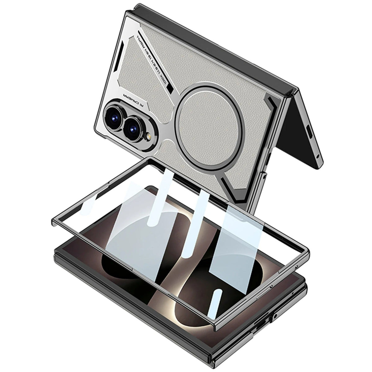 Luxury plain leather MagSafe Shockproof Protective Back Cover Case For Samsung Z Fold 8