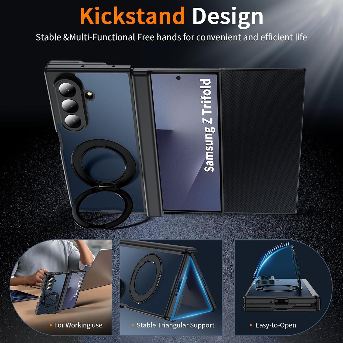 Titan™ Armor Galaxy Z TriFold 2026 Magnetic Stand Case | Dual-Hinge Guard & 360 Kickstand